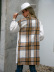 lapel single-breasted stitching loose long plaid coat NSNCK137154