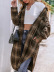 woolen lapel loose brushed plaid long coat NSNCK137156