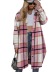 woolen lapel loose brushed plaid long coat NSNCK137156