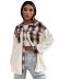 lapel single-breasted contrast color stitching plaid plush jacket NSNCK137160