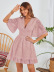 solid color pullover V-neck chiffon hollow flounce A-line dress NSNCK137163