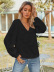 solid color V-neck pullover long-sleeved loose chiffon top NSNCK137165