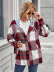 long sleeve lapel loose plaid woolen hooded coat NSNCK137168