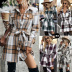 lapel single-breasted mid-length plaid loose woolen coat with belt NSNCK137169