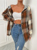 single-breasted loose hooded woolen plaid coat NSNCK137173