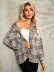 woolen lapel long sleeve loose plaid shirt jacket NSNCK137178