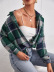 lapel single-breasted plaid woolen shirt jacket NSNCK137179