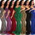 Bright Silk V-neck Sleeveless slim prom Dress NSMRF137184