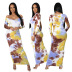 colorful Printing long sleeve low cut Dress NSMRF137197