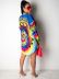 vestido camisero de manga larga con botones y solapa con estampado multicolor NSMRF137205