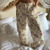 Pantalones cargo finos de cintura alta con estampado floral y pernera ancha NSLHC137221