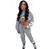 letter rainbow printed crop sweatshirt and solid color sweatpants lounge set NSLHC137229