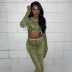 snake print see-through round neck crop top and skirt two-piece set NSLHC137232