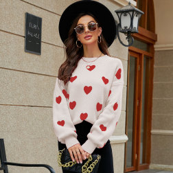 Love Print Pullover Loose Long Sleeve Knit Sweater NSWJY137239