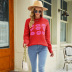 round neck love and lips print long sleeve sweater NSWJY137240