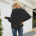 suéter de cuello en V suelto con manga de murciélago de color sólido NSWJY137241