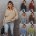 Long Sleeve Solid Color Loose Pullover Lapel Sweater NSWJY137242