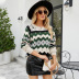 retro round neck long sleeve knitted rhombus sweater NSWJY137246
