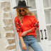 leopard print round neck loose pullover knitted sweater NSWJY137247