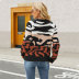 pullover loose round neck leopard color matching knitted sweater NSWJY137248