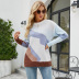 round neck multicolor stitching pullover knitted sweater NSWJY137252