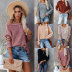 round neck solid color knitted pullover long-sleeved sweater NSWJY137257