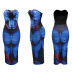 conjunto de falda de tubo superior irregular con estampado de mariposas NSCYF136181