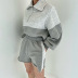 color matching zipper pullover sweatshirt shorts two-piece lounge set NSJYF136202