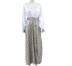 deep V-neck two-color stitching long-sleeved slit long dress NSYHC136206
