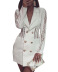 vestido delgado de costura de encaje de solapa de manga larga de color sólido NSYHC136207