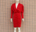 solid color V-neck bubble long-sleeved sheath dress NSYHC136213