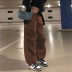 solid color drawstring wide leg low waist loose pants NSSSN136214