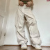 solid color loose high waist wide leg cargo pants NSSSN136215