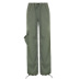 Solid Color Side Pocket Elastic Waist Girdle Leg Woven Trousers NSSSN136218