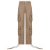 pantalones cargo de mezclilla de pierna recta y cintura baja con múltiples bolsillos en color liso NSSSN136220
