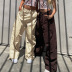 solid color asymmetrical pocket stitching drawstring woven cargo pants NSSSN136222