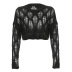 solid color see-through round neck loose long-sleeved hollow knitted sweater NSSSN136223