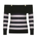 Contrast Color Striped Long Sleeve One-Line Neck top NSSSN136224