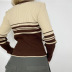 American retro contrasting color striped slim lapel full zipper knitted cardigan NSSSN136225