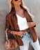 solid color lapel long-sleeved faux leather jacket NSCXY136243