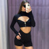 solid color high-neck long-sleeved hollow zipper jumpsuit NSWWW136285