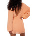 solid color loose long-sleeved deep V-neck dress NSYDL136310