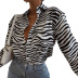 Wavy Print Single Breasted Long Sleeve Lapel shirt NSYDL136312