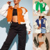 long sleeve Halloween flame embroidery crop letter jacket NSYDL136314