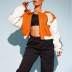 long sleeve Halloween flame embroidery crop letter jacket NSYDL136314