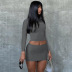 slim letter printing long-sleeved top short skirt set NSHTL136320