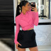 solid color slim high neck top short skirt set NSHTL136331