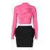 solid color slim high neck top short skirt set NSHTL136331