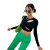 solid color hollowed-out slim-fit long-sleeved crop top NSYSQ136351