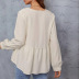 solid color stitching lace V-neck loose long-sleeved top NSYSQ136362